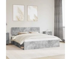 Lova Lovos rėmas Betoninė 180 x 200 cm Kietos pušies mediena
