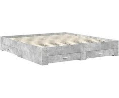 Lova Lovos rėmas Betono pilka 200 x 200 cm Apdirbta mediena