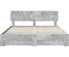 Lova Lovos rėmas Betono pilka 200 x 200 cm Apdirbta mediena