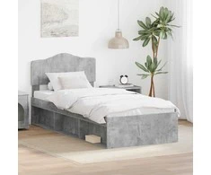 Lova Lovos rėmas Betono pilka 90 x 190 cm Kietos pušies mediena