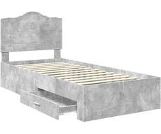 Lova Lovos rėmas Betono pilka 90 x 200 cm Apdirbta mediena