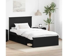 Lova Lovos rėmas Juoda 100 x 200 cm Kietos pušies mediena
