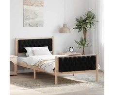 Lova Lovos rėmas Juoda 100 x 200 cm Kietos pušies mediena