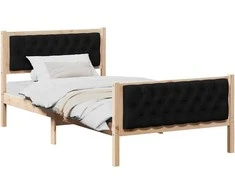 Lova Lovos rėmas Juoda 100 x 200 cm Kietos pušies mediena