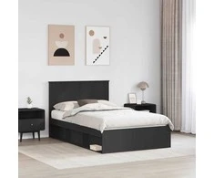 Lova Lovos rėmas Juoda 120 x 200 cm Kietos pušies mediena