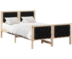 Lova Lovos rėmas Juoda 135 x 190 cm Kietos pušies mediena