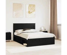 Lova Lovos rėmas Juoda 140 x 190 cm Kietos pušies mediena