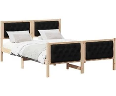 Lova Lovos rėmas Juoda 150 x 200 cm Kietos pušies mediena