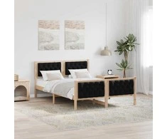 Lova Lovos rėmas Juoda 150 x 200 cm Kietos pušies mediena