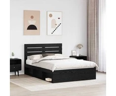 Lova Lovos rėmas Juoda 160 x 200 cm Kietos pušies mediena