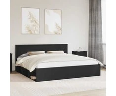 Lova Lovos rėmas Juoda 200 x 200 cm Kietos pušies mediena