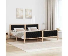 Lova Lovos rėmas Juoda 200 x 200 cm Kietos pušies mediena