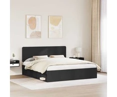 Lova Lovos rėmas Juoda 200 x 200 cm Kietos pušies mediena