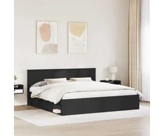 Lova Lovos rėmas Juoda 200 x 200 cm Kietos pušies mediena