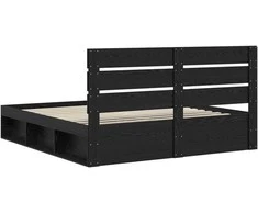 Lova Lovos rėmas Juoda 200 x 200 cm Kietos pušies mediena