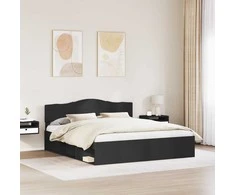 Lova Lovos rėmas Juoda 200 x 200 cm Kietos pušies mediena