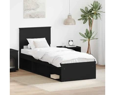 Lova Lovos rėmas Juoda 75 x 190 cm Kietos pušies mediena