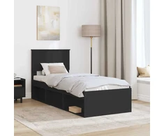 Lova Lovos rėmas Juoda 75 x 190 cm Kietos pušies mediena