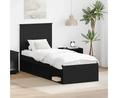 Lova Lovos rėmas Juoda 75 x 190 cm Kietos pušies mediena