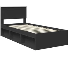 Lova Lovos rėmas Juoda 90 x 190 cm Kietos pušies mediena