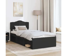 Lova Lovos rėmas Juoda 90 x 200 cm Kietos pušies mediena