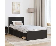 Lova Lovos rėmas Juoda 90 x 200 cm Kietos pušies mediena