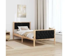 Lova Lovos rėmas Juoda 90 x 200 cm Kietos pušies mediena