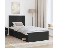 Lova Lovos rėmas Juoda 90 x 200 cm Kietos pušies mediena