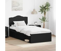 Lova Lovos rėmas Juoda 90 x 200 cm Kietos pušies mediena