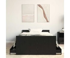 Lova Lovos rėmas Juodas ąžuolas 193 x 93 x 50 cm Apdirbta mediena
