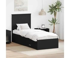 Lova Lovos rėmas Juodas ir sidabrinis 70 x 190 cm Apdirbta mediena