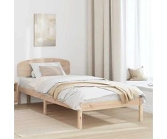 Lova Lovos rėmas Natūrali 90 x 190 cm Kietos pušies mediena