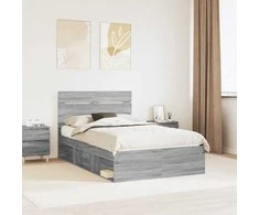 Lova Lovos rėmas Pilkas Sonoma 120 x 190 cm Kietos pušies mediena
