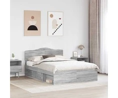 Lova Lovos rėmas Pilkas Sonoma 140 x 190 cm Kietos pušies mediena