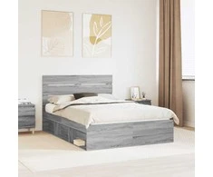 Lova Lovos rėmas Pilkas Sonoma 140 x 190 cm Kietos pušies mediena
