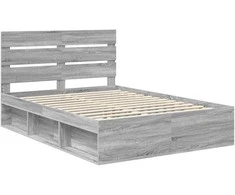 Lova Lovos rėmas Pilkas Sonoma 140 x 190 cm Kietos pušies mediena
