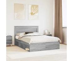 Lova Lovos rėmas Pilkas Sonoma 140 x 190 cm Kietos pušies mediena