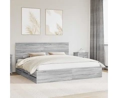 Lova Lovos rėmas Pilkas Sonoma 200 x 200 cm Inžinerinė mediena