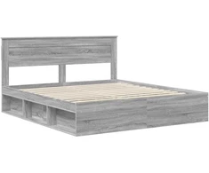 Lova Lovos rėmas Pilkas Sonoma 200 x 200 cm Kietos pušies mediena