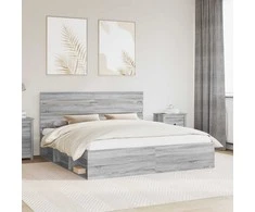 Lova Lovos rėmas Pilkas Sonoma 200 x 200 cm Kietos pušies mediena