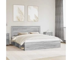 Lova Lovos rėmas Pilkas Sonoma 200 x 200 cm Kietos pušies mediena