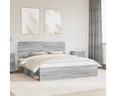 Lova Lovos rėmas Pilkas Sonoma 200 x 200 cm Kietos pušies mediena