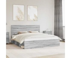 Lova Lovos rėmas Pilkas Sonoma 200 x 200 cm Kietos pušies mediena