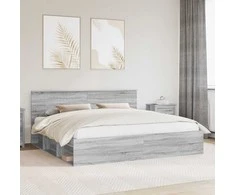 Lova Lovos rėmas Pilkas Sonoma 200 x 200 cm Kietos pušies mediena