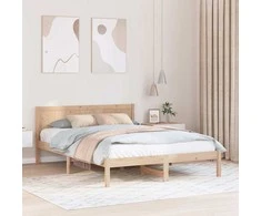 Lova Lovos rėmas Ruda 150 x 200 cm Pušies medienos masyvas