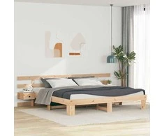 Lova Lovos rėmas Ruda 200 x 200 cm Kietos pušies mediena