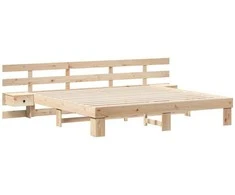 Lova Lovos rėmas Ruda 200 x 200 cm Kietos pušies mediena