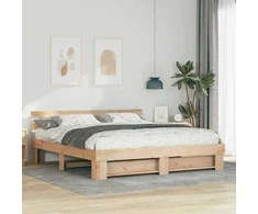 Lova Lovos rėmas Ruda 200 x 200 cm Kietos pušies mediena