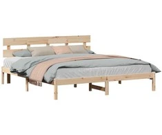 Lova Lovos rėmas Ruda 200 x 200 cm Pušies medienos masyvas