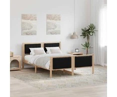 Lova Lovos rėmas Ruda ir juoda 140 x 200 cm Pušies masyvas